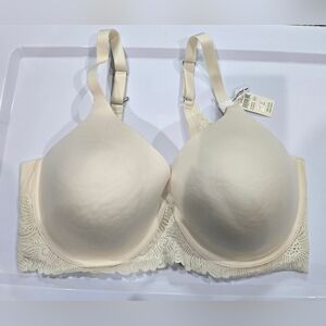 Aerie Cream Lace Trim Bra with Underwire Support